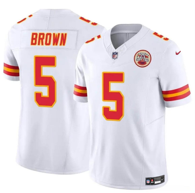 Men’s Kansas City Chiefs #5 Hollywood Brown White 2023 F.U.S.E Vapor Untouchable Limited Football Stitched Jersey